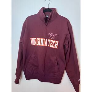 Virginia Tech Champion burgundy pull over quarter zip unisex sz M